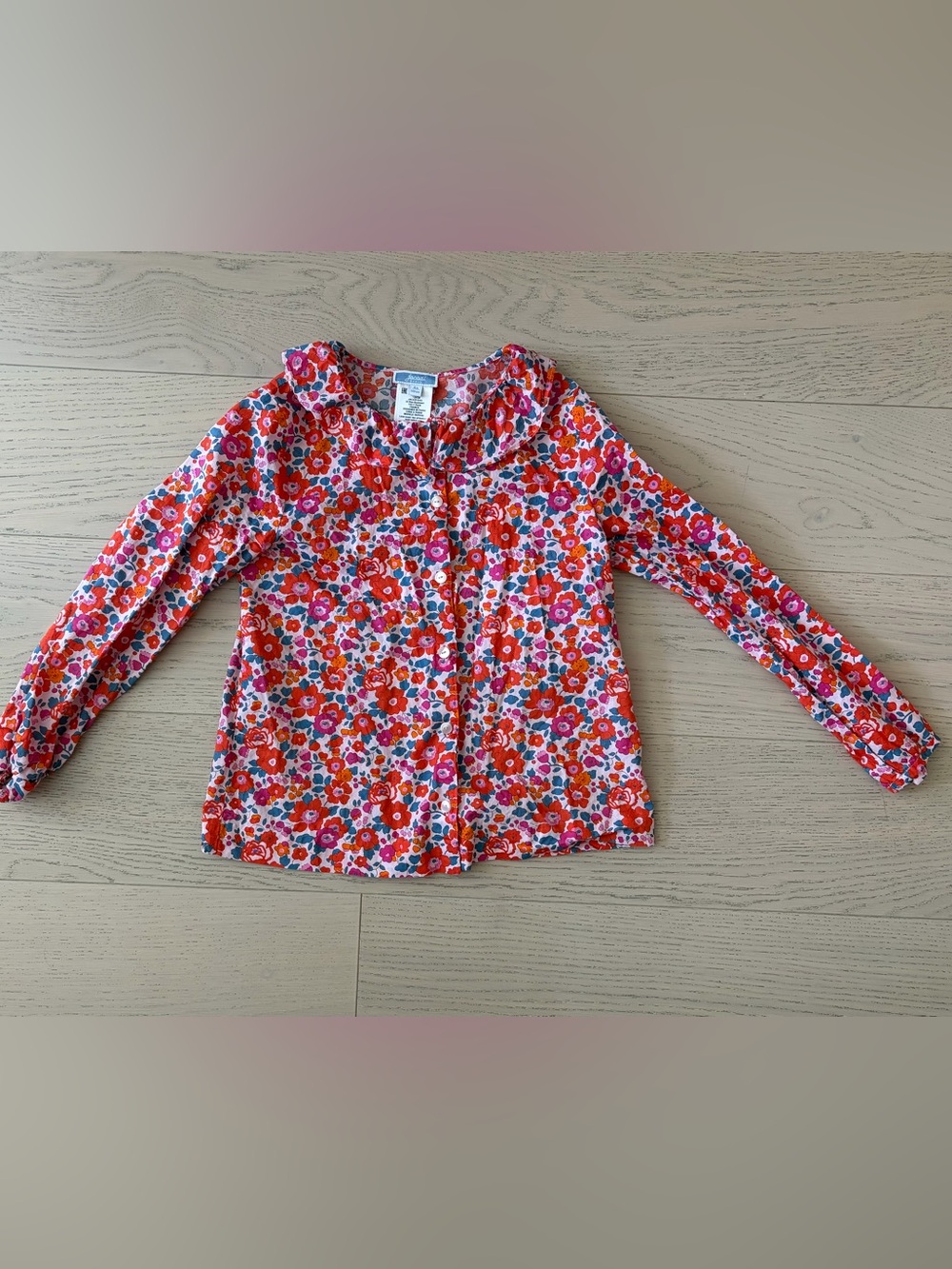 Jacadi Floral Button-Front Blouse in Pink & Red - Like new!